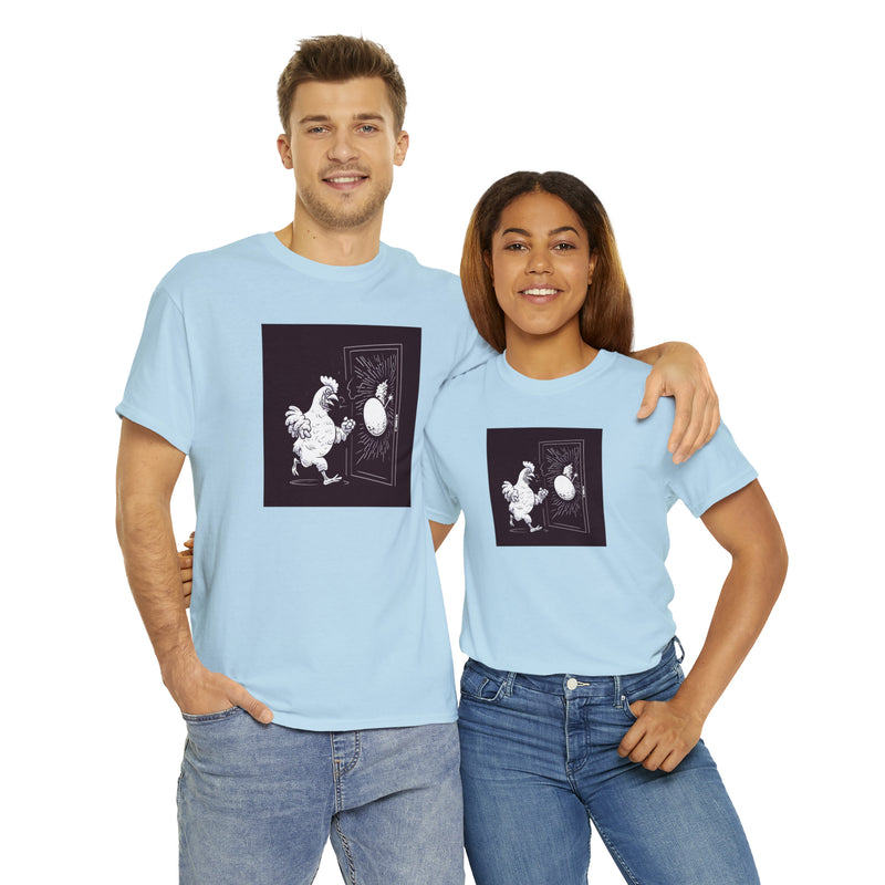 Crafted with LOVE - ME FIRST - Chicken and Egg Unisex Heavy Cotton Tee Printify