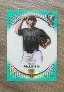 Front of Nolan McLean New York Mets MLB 2026 Topps Pristine Aqua Refractor /199 61 RC