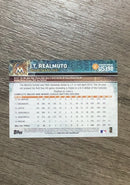 Back of J.T. Realmuto Miami Marlins MLB 2015 Topps Update Snow Camo /99 US398 RC