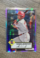Front of Rafael Marchan Philadelphia Phillies MLB 2021 Topps Chrome Platinum Anniversary Refractor 76 RC