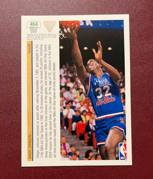Magic Johnson 1991 Upper Deck 464 trading card image rear