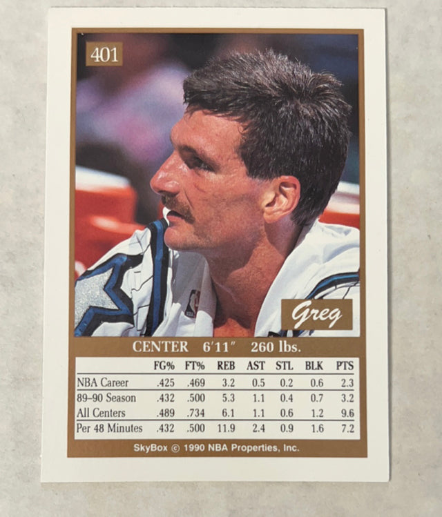 Greg Kite 1990 SkyBox 401 trading card image rear