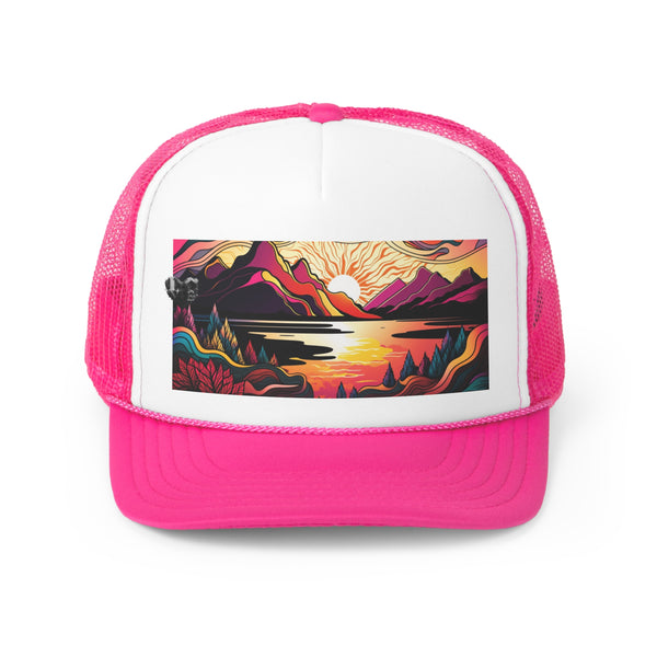 Crafted with LOVE for Landscapes  - Psychadelic sunset vibrant colors Trucker Caps Printify