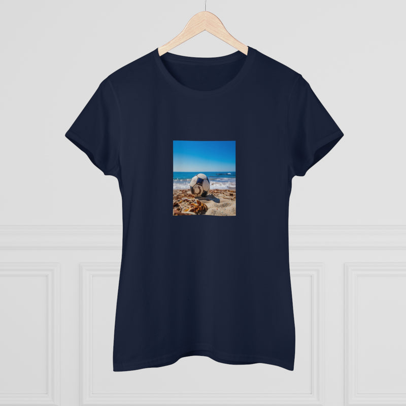 Crafted with LOVE for the Beach - Blast Soccer Women's Premium Cotton Tee Printify