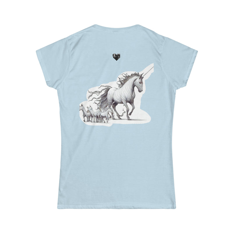 Crafted with LOVE for Far Out - Unicorns Women's Softstyle Tee Printify