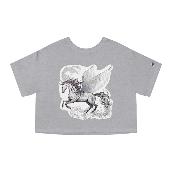 Crafted with LOVE for Far Out Horses and Unicorns Women's Cropped T-Shirt Printify