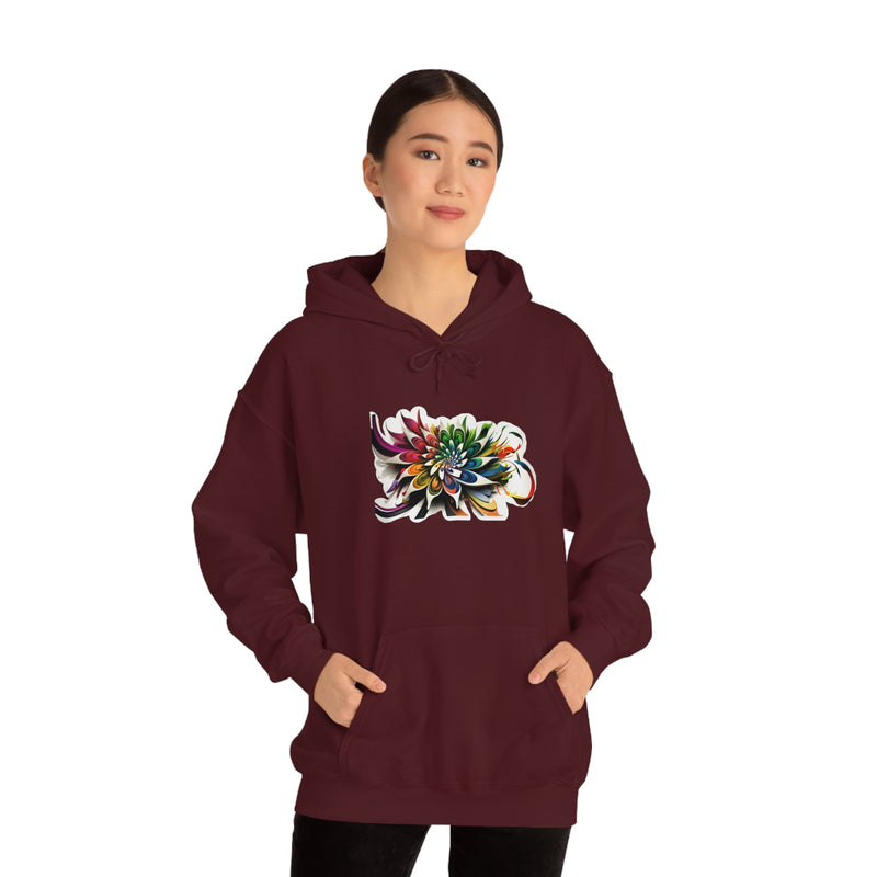 Crafted with LOVE for Kristin - Psychedelic Flower Art  Unisex Hooded Sweatshirt Printify