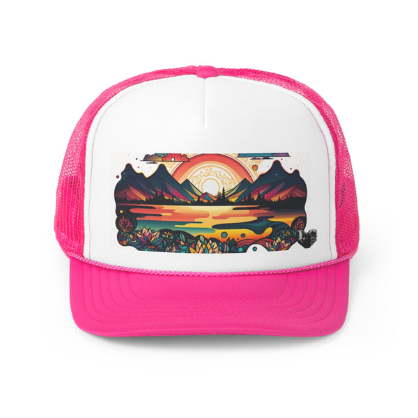 Crafted with LOVE  - Psychedelic Sunset vibrant colors Trucker Caps Printify