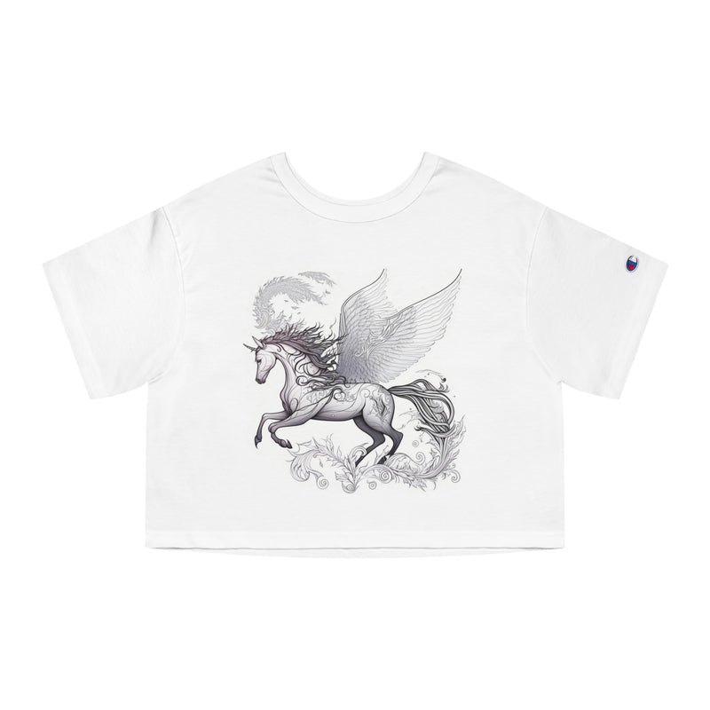 Crafted with LOVE for Far Out Horses and Unicorns Women's Cropped T-Shirt Printify