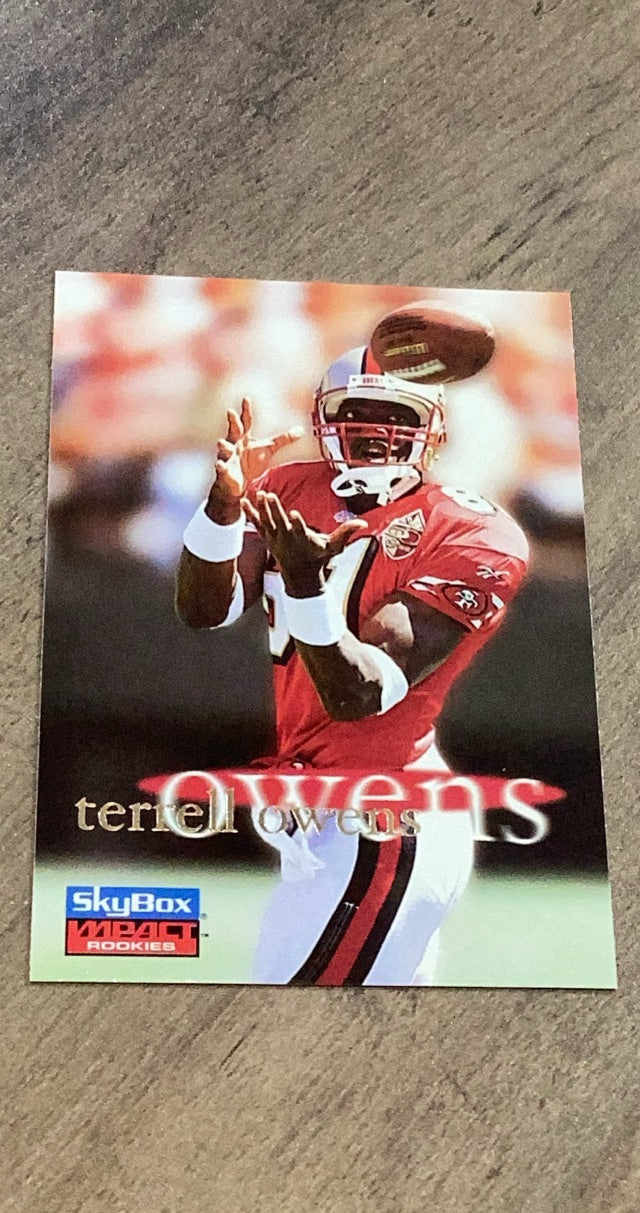 Terrell Owens San Francisco 49ers MLB 1996 SkyBox Impact Rookies 62 RC trading card Skybox