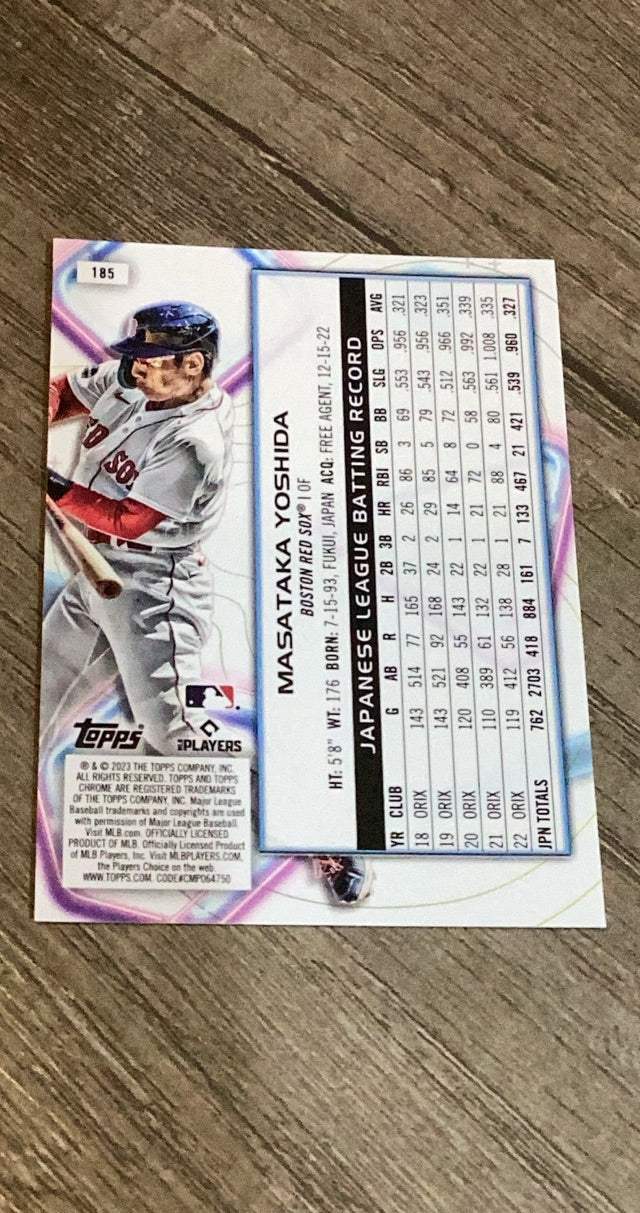 Masataka Yoshida Boston Red Sox MLB 2023 Topps Cosmic Chrome 185 RC trading card Topps