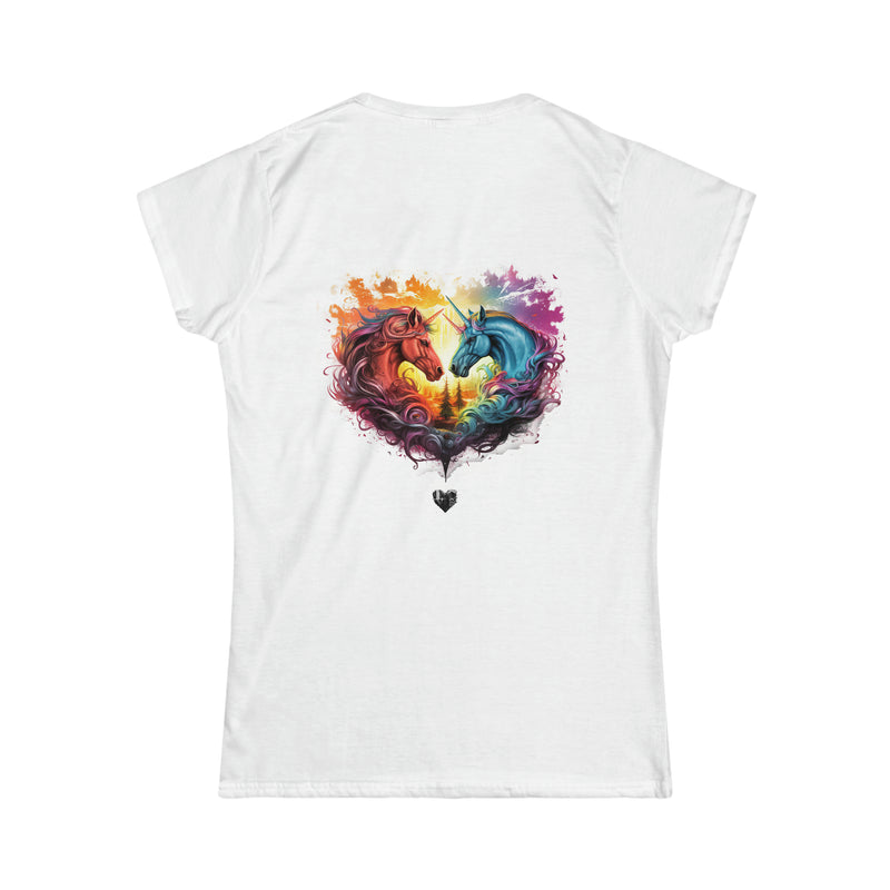 Crafted with LOVE for Animals - Unicorns Heart Women's Softstyle Tee Printify
