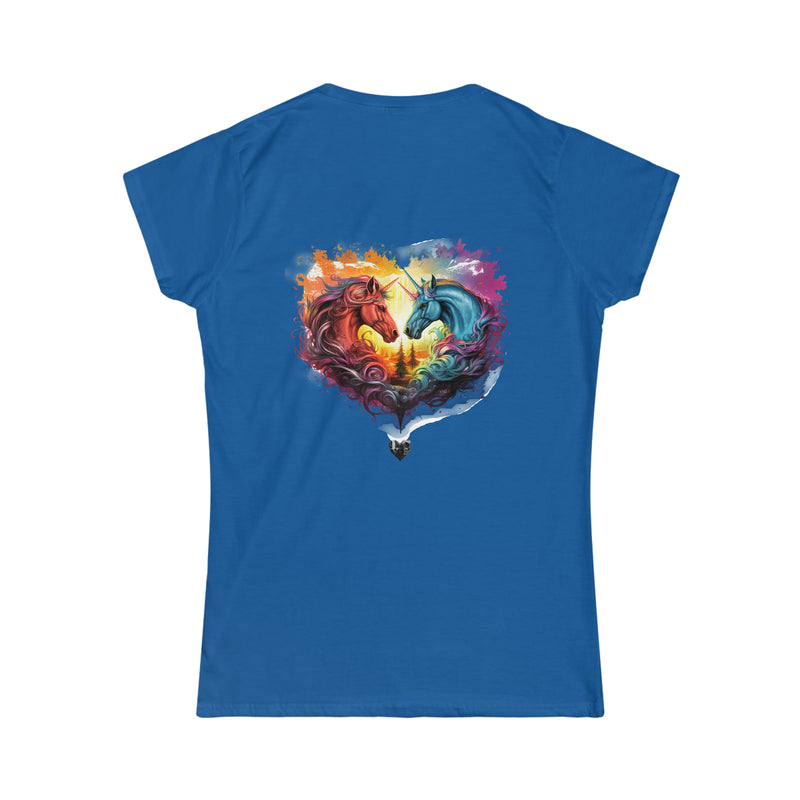 Crafted with LOVE for Animals - Unicorns Heart Women's Softstyle Tee Printify