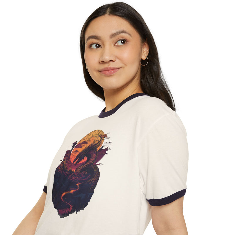 Crafted with LOVE for Far Out Mythological Creatures Unisex Cotton Ringer T-Shirt Printify