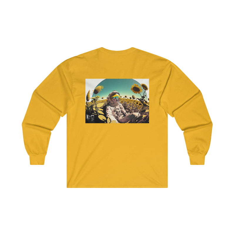 Crafted with LOVE for Far Out - Earth - Astronaut sunflowers long sleeve Printify