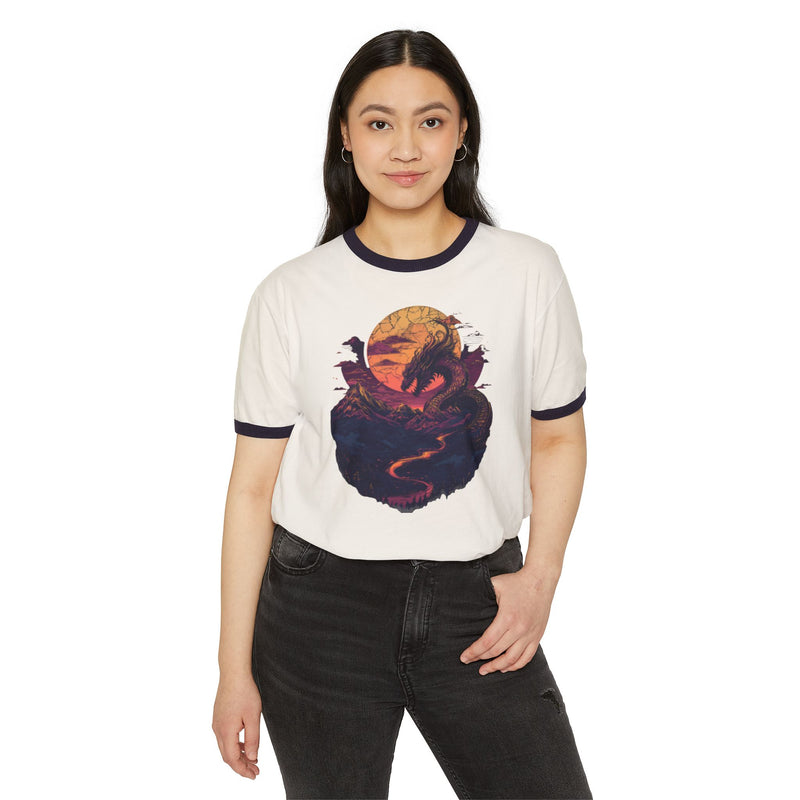 Crafted with LOVE for Far Out Mythological Creatures Unisex Cotton Ringer T-Shirt Printify