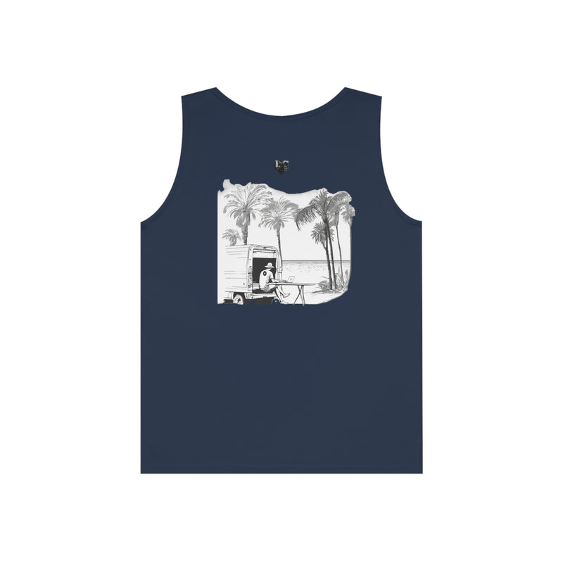 Crafted with LOVE for the Beach - Remote work Unisex Heavy Cotton Tank Top Printify