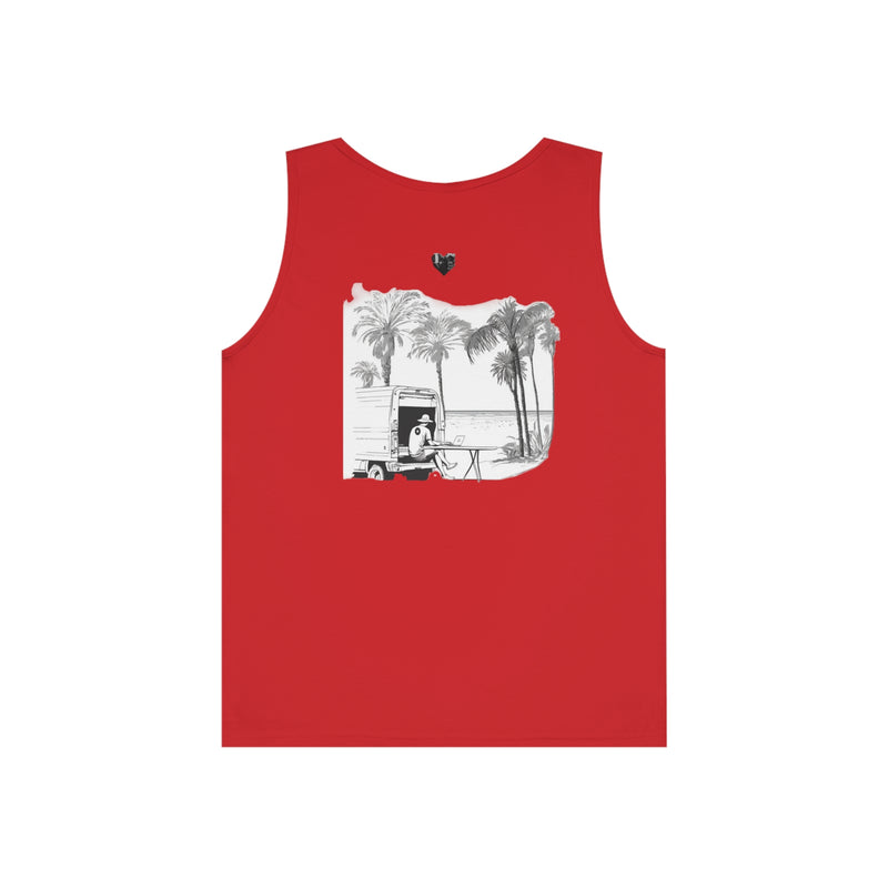 Crafted with LOVE for the Beach - Remote work Unisex Heavy Cotton Tank Top Printify