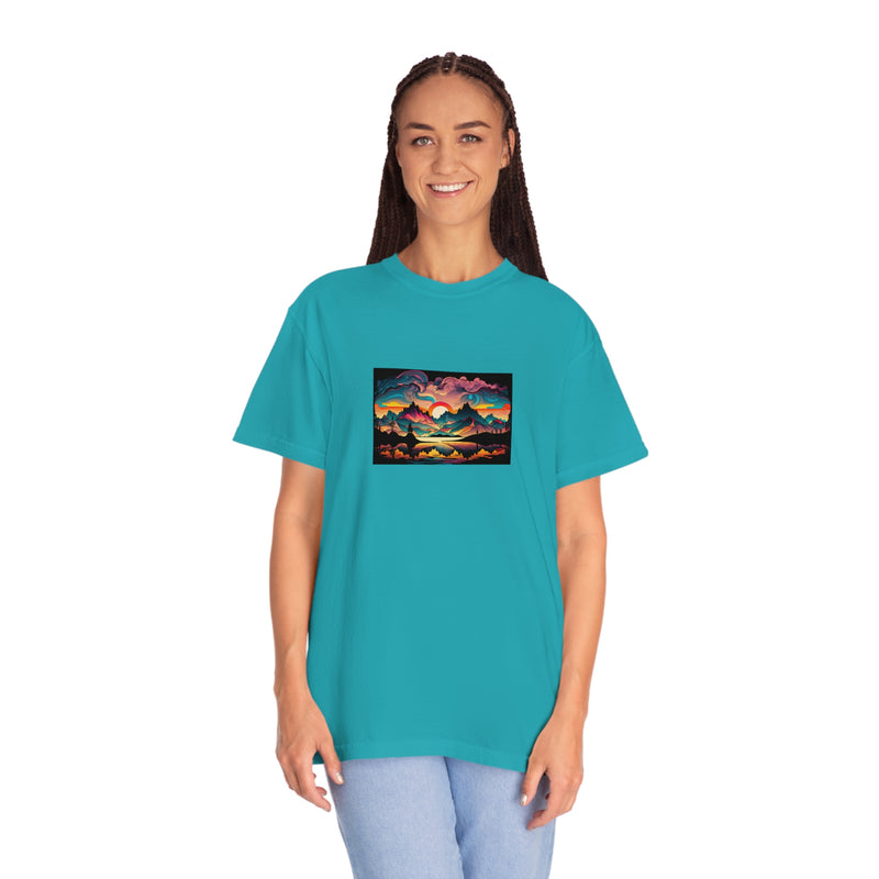 Crafted with LOVE for Landscapes Psychedelic Sunset Unisex Garment-Dyed T-shirt Crafted with LOVE