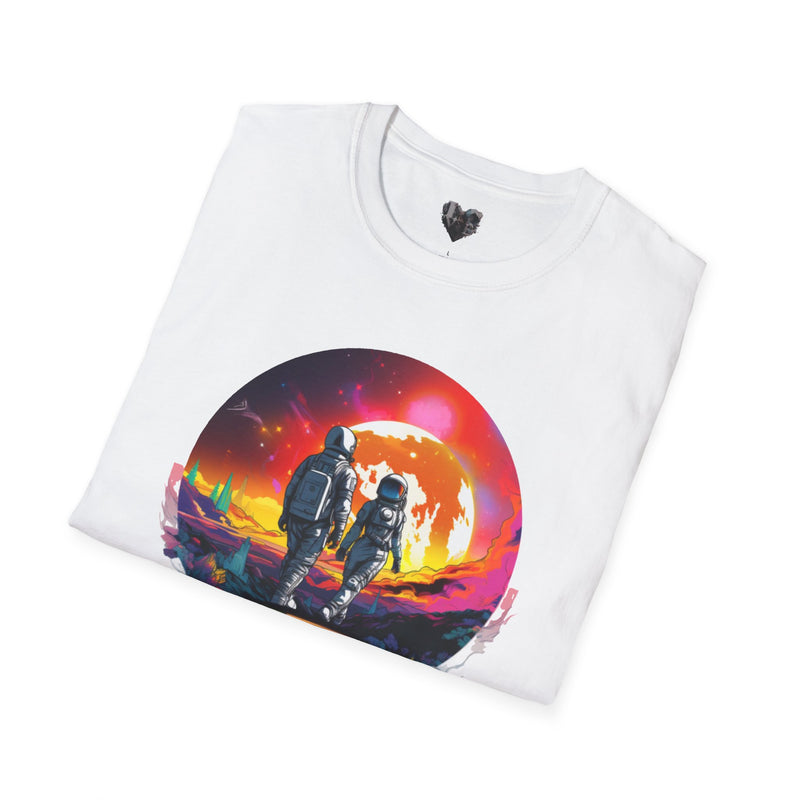 Crafted with LOVE for Far Out Dating in Space Unisex Softstyle T-Shirt Printify