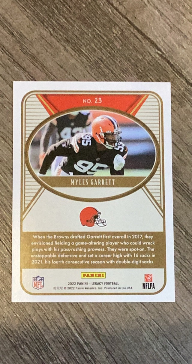 Myles Garrett 2022 Panini Legacy - Red 23 trading card image rear