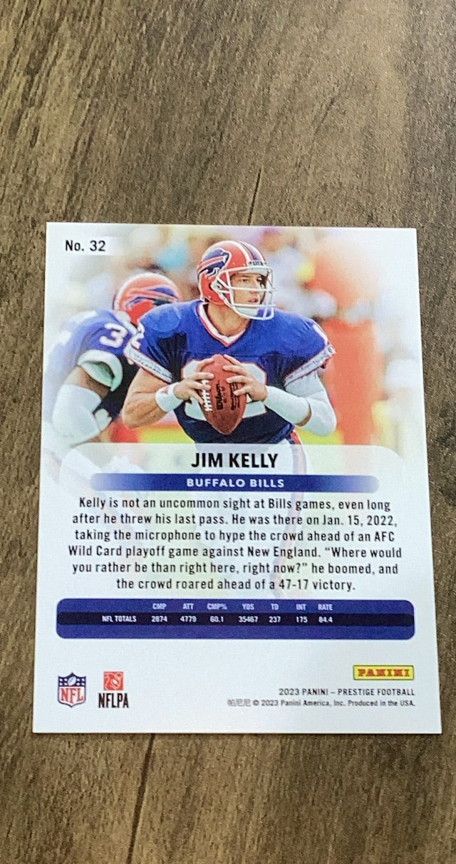 Jim Kelly 2023 Panini Prestige 32 trading card image rear