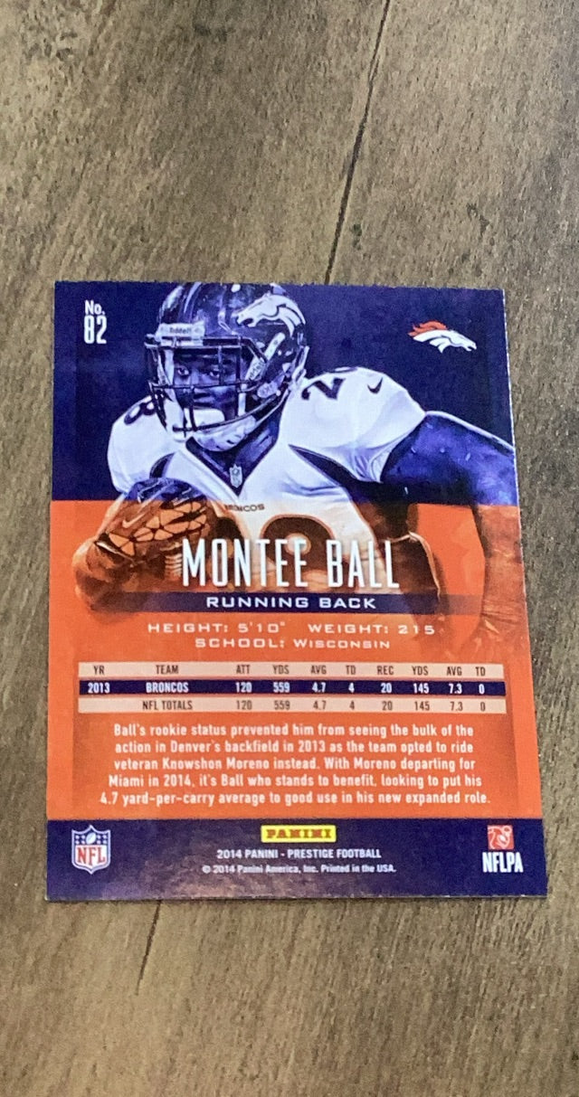 Montee Ball 2014 Panini Prestige 82 trading card image rear