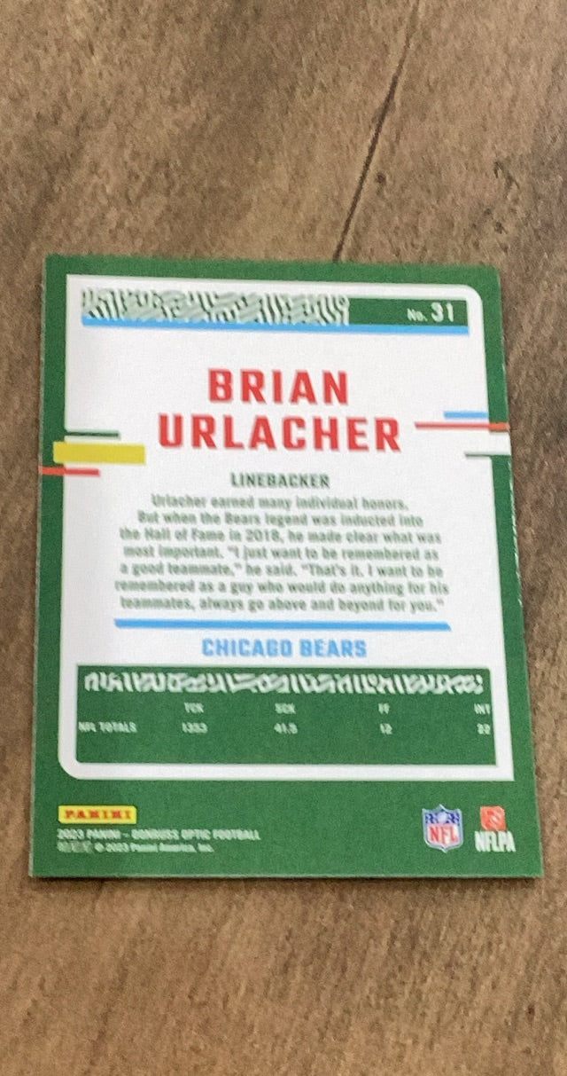 Brian Urlacher 2023 Donruss Optic 31 trading card image rear