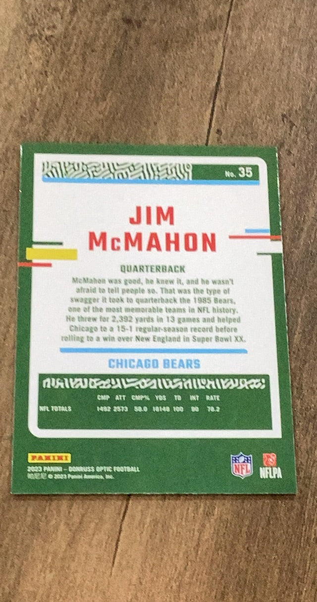Jim McMahon 2023 Donruss Optic 35 trading card image rear