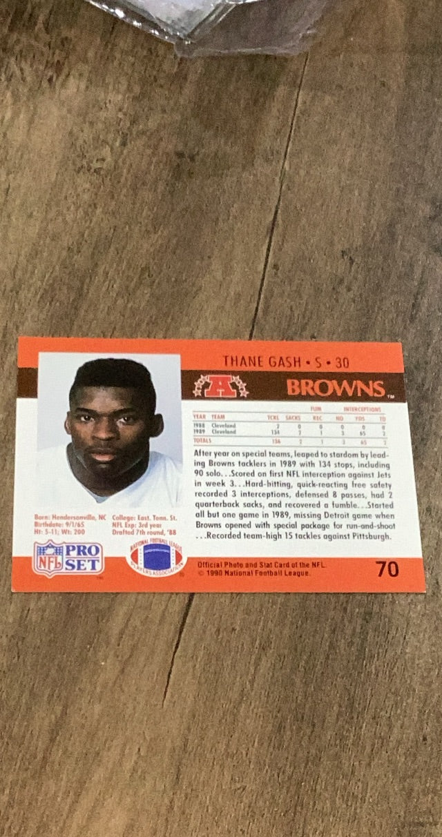 Thane Gash 1990 Pro Set 70 trading card image rear