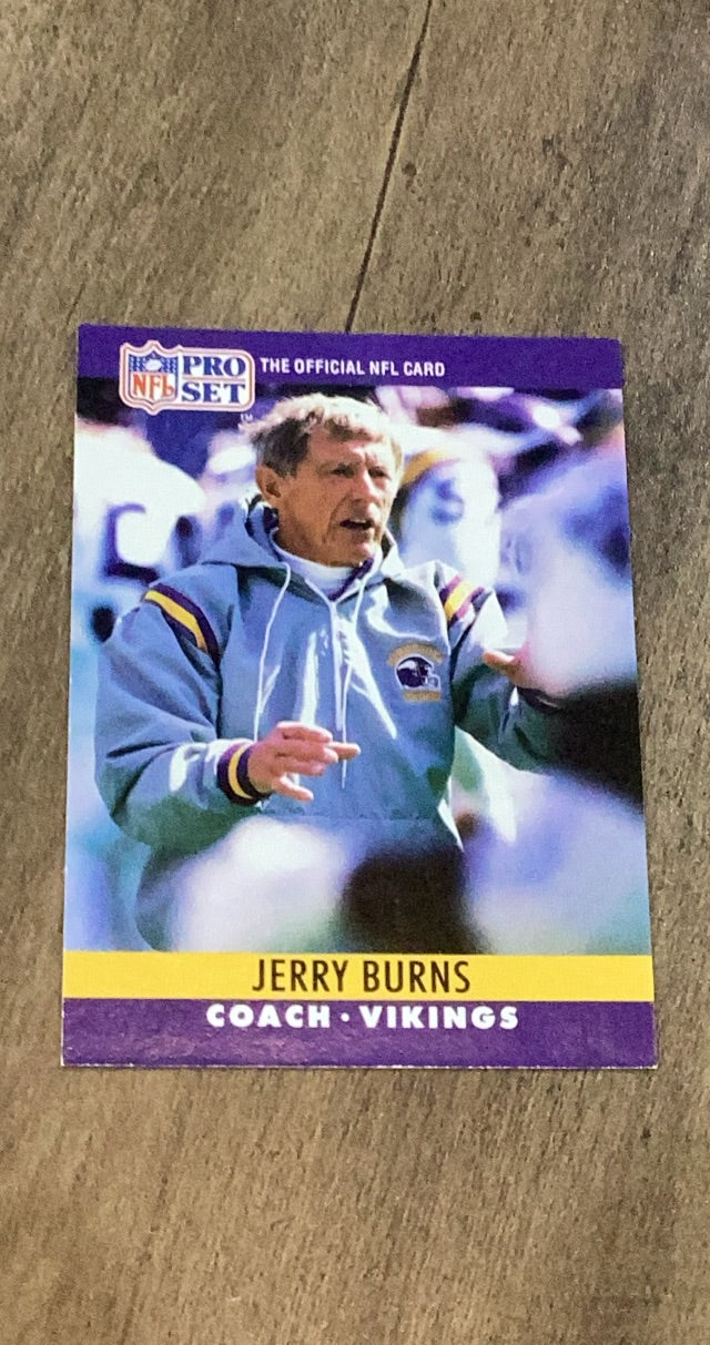 Jerry Burns 1990 Pro Set 200 trading card image front