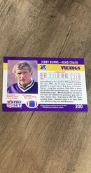 Jerry Burns 1990 Pro Set 200 trading card image rear