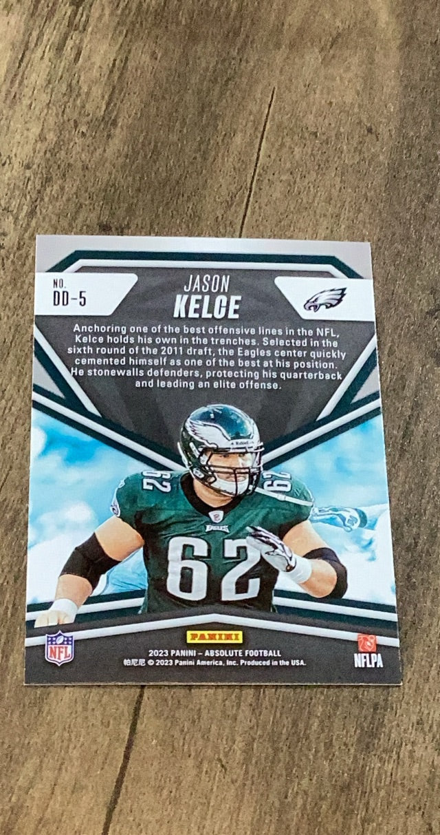 Jason Kelce 2023 Panini Absolute - Draft Diamonds DD-5 trading card image rear