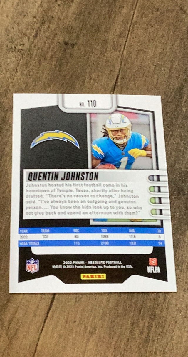 Quentin Johnston 2023 Panini Absolute - Retail 110 trading card image rear