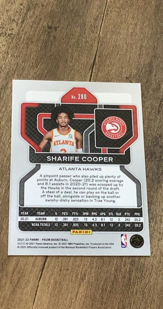 Sharife Cooper 2021-22 Panini Prizm 280 trading card image rear