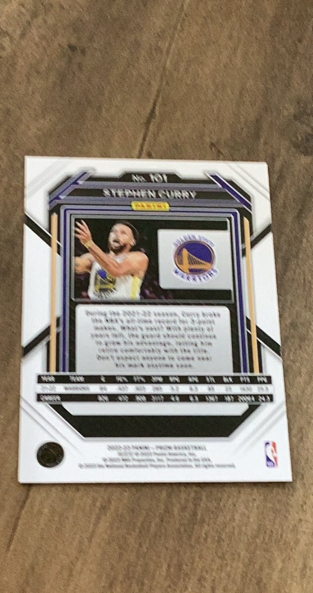 Stephen Curry 2022-23 Panini Prizm 101 trading card image rear