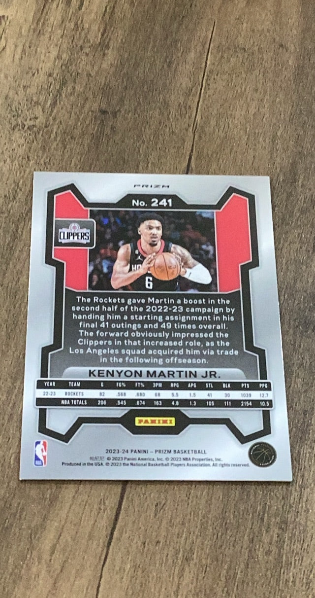 Kenyon Martin Jr. 2023-24 Panini Prizm - Prizms Ice 241 trading card image rear