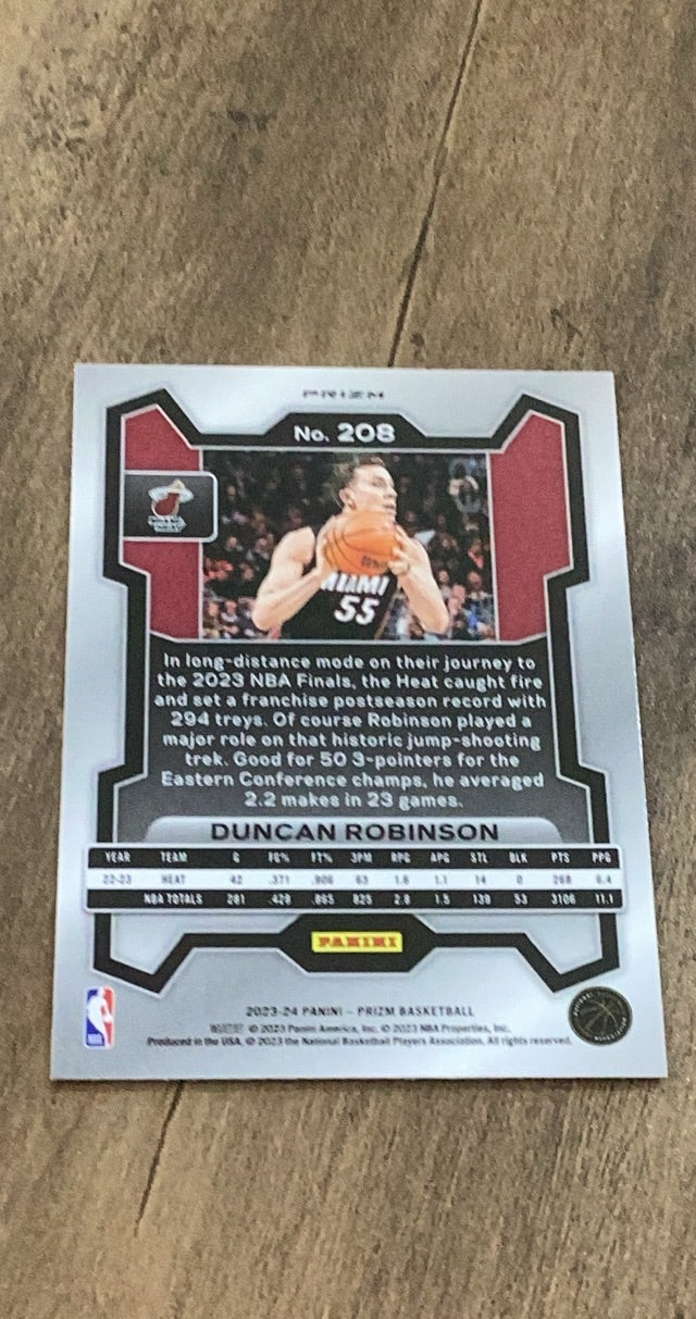 Duncan Robinson 2023-24 Panini Prizm - Prizms Ice 208 trading card image rear