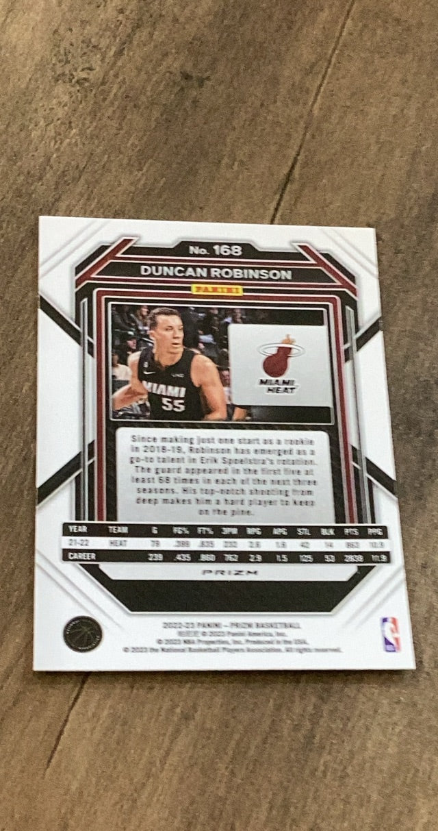 Duncan Robinson 2022-23 Panini Prizm - Prizms Silver 168 trading card image rear