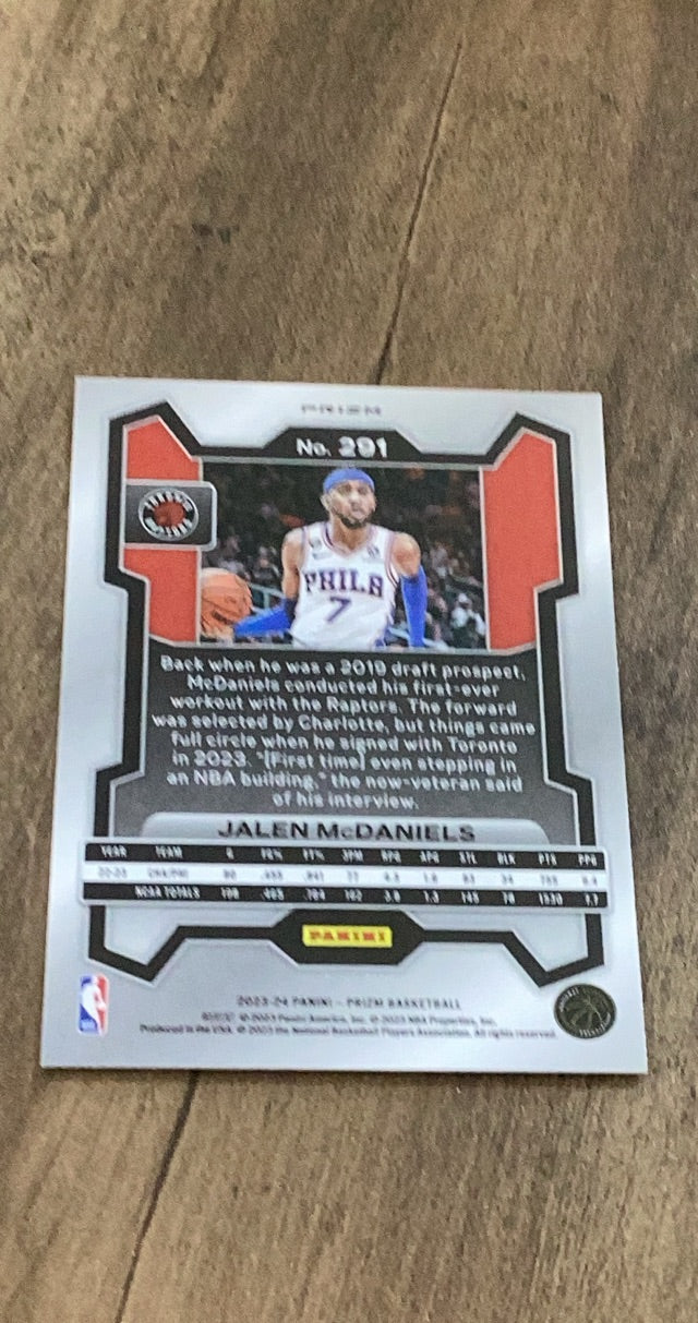 Jalen McDaniels 2023-24 Panini Prizm - Prizms Silver 291 trading card image rear