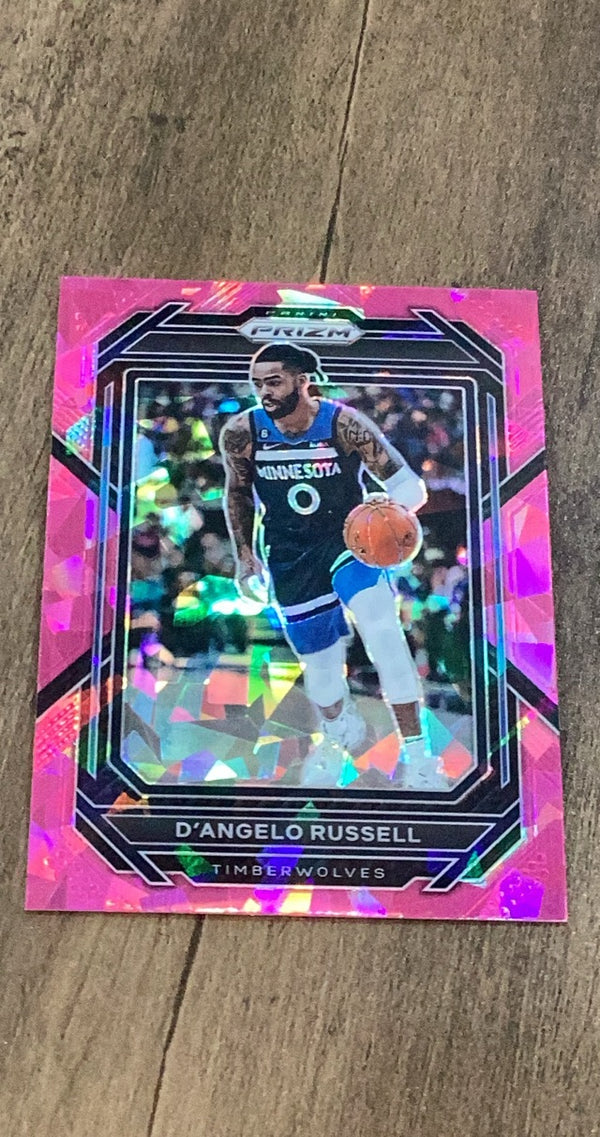 D'Angelo Russell 2022-23 Panini Prizm - Prizms Pink Ice 28 trading card image front