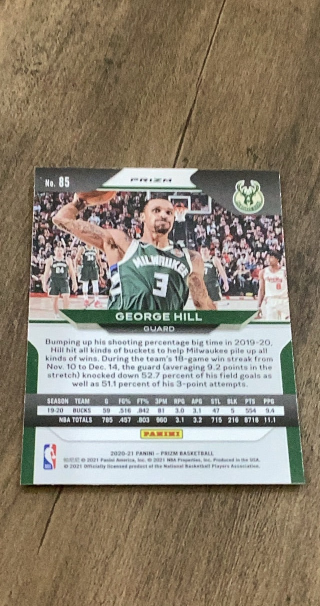 George Hill 2020-21 Panini Prizm - Silver Prizms 85 trading card image rear