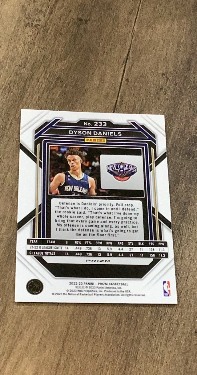 Dyson Daniels 2022-23 Panini Prizm - Prizms Red Ice 233 trading card image rear