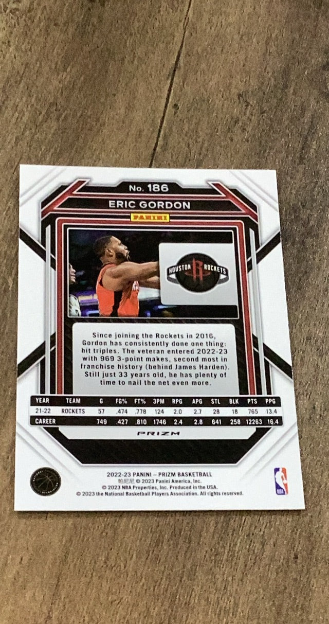 Eric Gordon 2022-23 Panini Prizm - Prizms Red Ice 186 trading card image rear