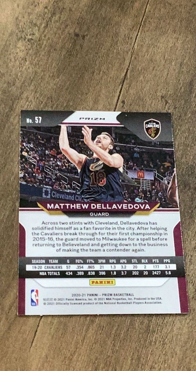 Matthew Dellavedova 2020-21 Panini Prizm - Green Prizms 57 trading card image rear