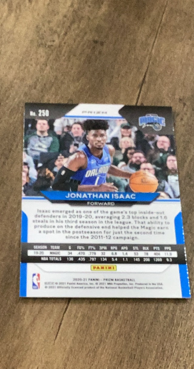 Jonathan Isaac 2020-21 Panini Prizm 250 trading card image rear