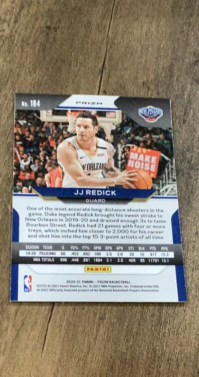 JJ Redick 2020-21 Panini Prizm - Red  White and Blue Prizms 184 trading card image rear
