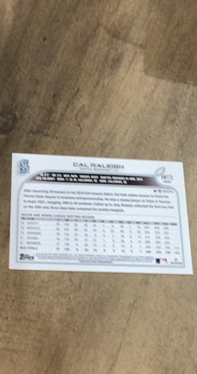 Cal Raleigh 2022 Topps Holiday HW175 trading card image rear