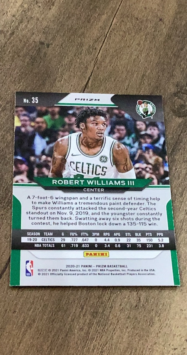 Robert Williams III 2020-21 Panini Prizm - Red White and Blue Prizms 35 trading card image rear