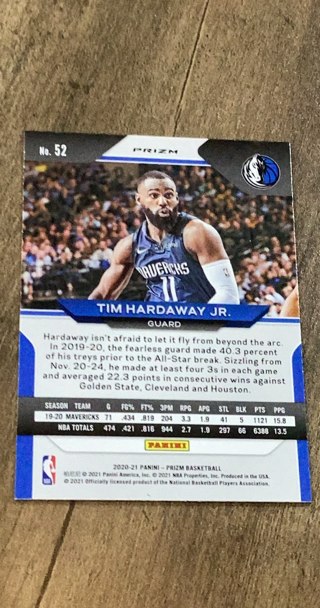 Tim Hardaway Jr. 2020-21 Panini Prizm - Red  White and Blue Prizms 52 trading card image rear